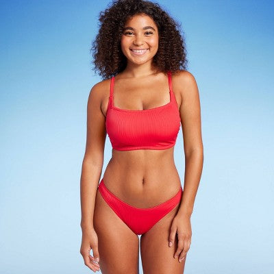 Women's Ribbed Square Neck Bralette Bikini Top - Wild Fable™