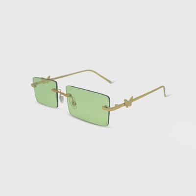  Women's Rimless Metal Rectangle Butterfly Sunglasses - Wild Fable™ Lime Green