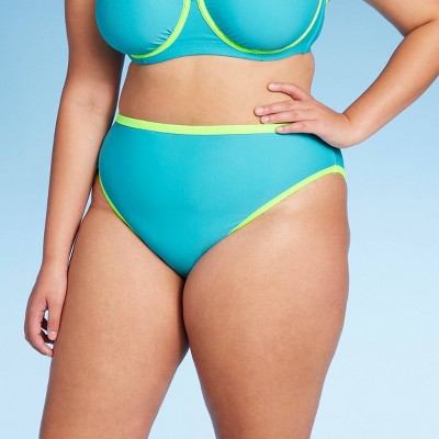  Women's Colorblock High Leg Cheeky Bikini Bottom - Wild Fable™