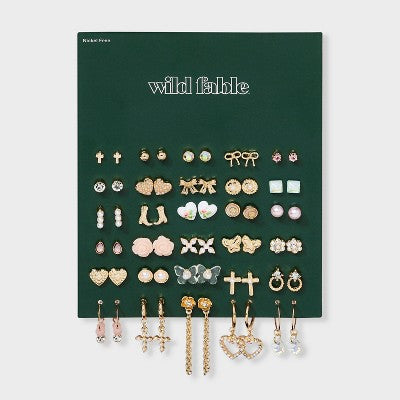  Butterfly Bows And Boots Multi Earring Set 30pc - Wild Fable™ Gold