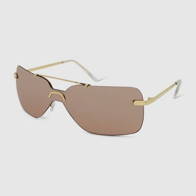  Women's Rimless Metal Aviator Wrap Sunglasses - Wild Fable™ Gold
