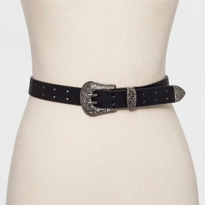  Women's Double Perf Western Belt - Wild Fable Black