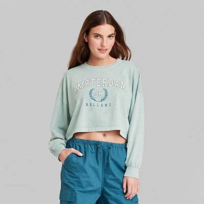  Women's Long Sleeve Heavy Knit T-Shirt - Wild Fable™