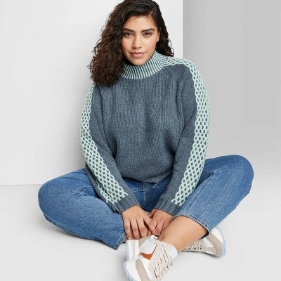  Women's Mock Turtleneck Boxy Pullover Sweater - Wild Fable™