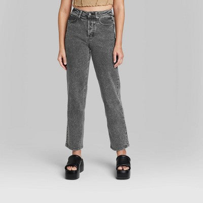  Women's Super-High Rise Straight Jeans - Wild Fable™ Black Wash