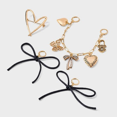  Hearts And Bows Shoe Charm Set - Wild Fable™ Gold