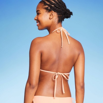  Women's Crochet Triangle Bikini Top - Wild Fable™ Peach