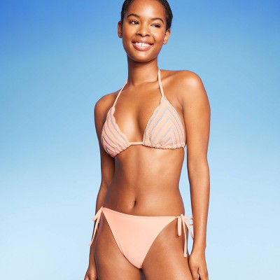  Women's Crochet Triangle Bikini Top - Wild Fable™ Peach