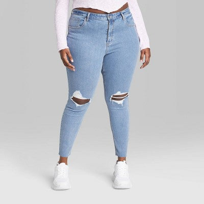  Women's Super-High Rise Distressed Skinny Jeans - Wild Fable™ Medium Wash