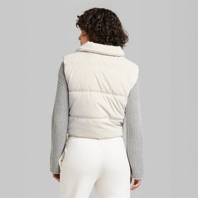  Women's Matte Cropped Puffer Vest - Wild Fable™