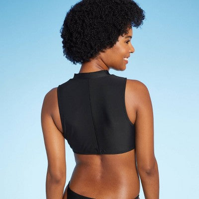  Women's Zip-Front Mock Neck Bikini Top - Wild Fable™