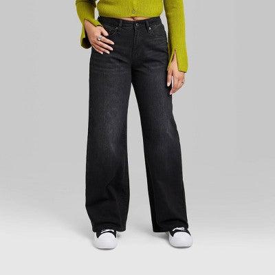  Women's Super-High Rise Wide Leg Baggy Jeans - Wild Fable™ Black Wash