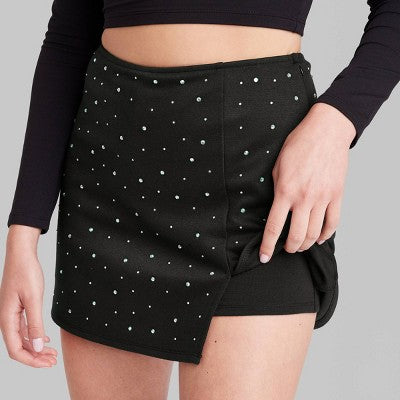  Women's High-Rise Bodycon Mini Skort - Wild Fable™ Black
