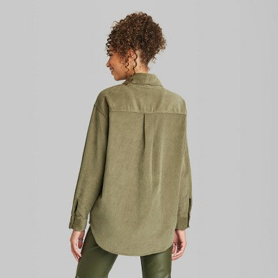  Women's Oversized Button-Down Corduroy Shirt - Wild Fable™