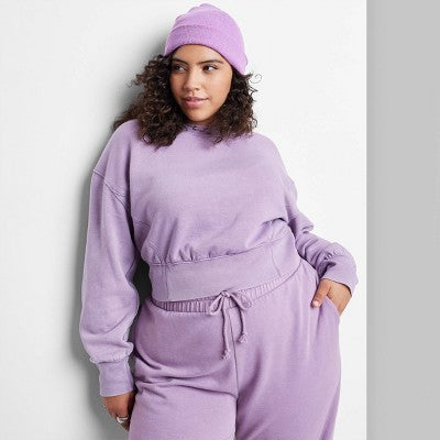  Women's Cropped Crewneck Pullover Sweatshirt - Wild Fable™