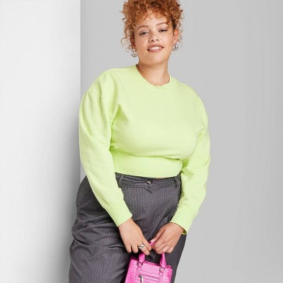  Women's Cropped Crewneck Pullover Sweatshirt - Wild Fable™