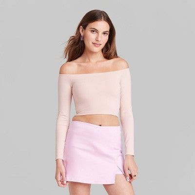  Women's Long Sleeve Off The Shoulder T-Shirt - Wild Fable™
