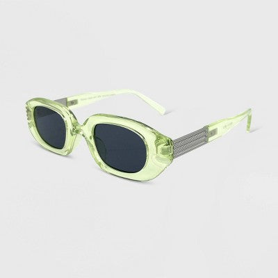  Women's Plastic Metal Combo Crystal Oval Sunglasses - Wild Fable™ Lime Green