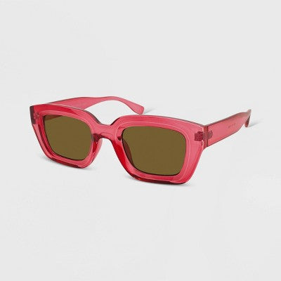  Women's Plastic Chunky Square Crystal Sunglasses - Wild Fable™ Red