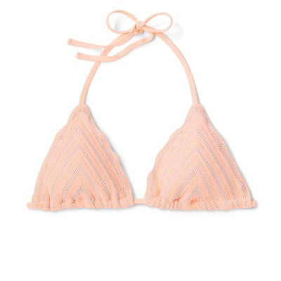  Women's Crochet Triangle Bikini Top - Wild Fable™ Peach