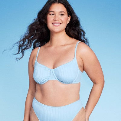  Women's Ribbed Underwire Bralette Bikini Top - Wild Fable™