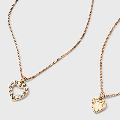  Texture Heart Charm Multi-Strand Necklace - Wild Fable™ Gold