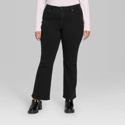  Women's Low-Rise Flare Jeans - Wild Fable™ Black Clean