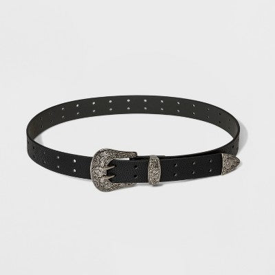  Women's Double Perf Western Belt - Wild Fable Black