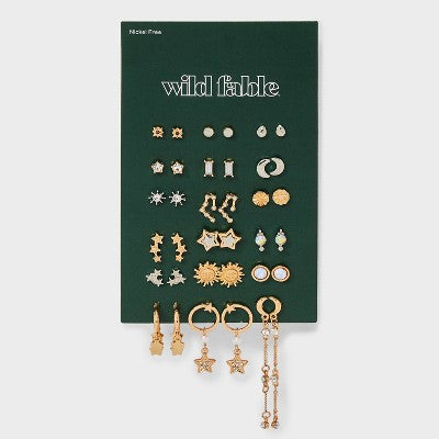  Sun And Moon Earring Set 18pc - Wild Fable™ Gold