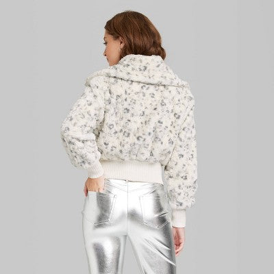  Women's Faux Fur Bomber Jacket - Wild Fable™