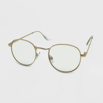  Women's Metal Round Blue Light Filtering Glasses - Wild Fable™ Gold