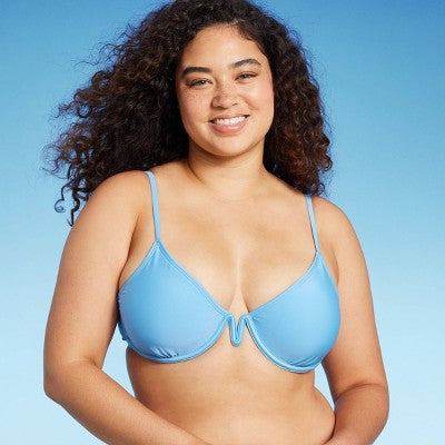  Women's V-Front Underwire Bikini Top - Wild Fable™ Bright Blue