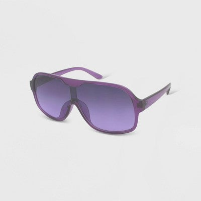  Women's Milky Plastic Oversized Shield Sunglasses - Wild Fable™ Purple