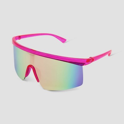  Women's Crystal Plastic Shield Sunglasses - Wild Fable™ Pink