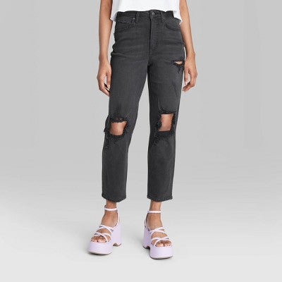  Women's Super-High Rise Curvy Tapered Jeans - Wild Fable™ Black Wash