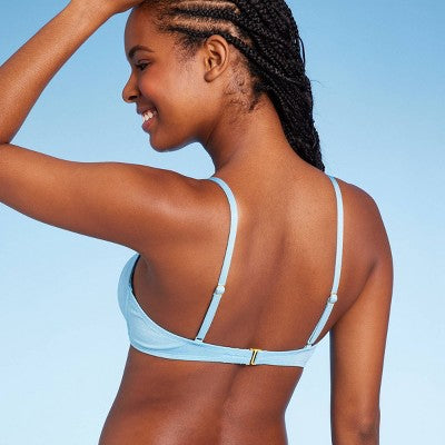  Women's Twist-Front Bralette Bikini Top - Wild Fable™ Blue Lurex