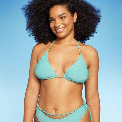  Women's Beaded Strap Triangle Bikini Top - Wild Fable™