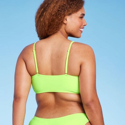  Women's Lace-Up Longline Bikini Top - Wild Fable™ Neon Green