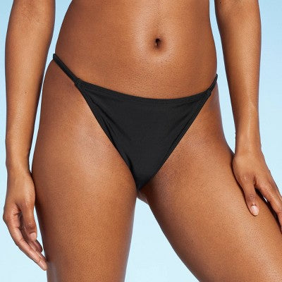  Women's Side Tab Extra Cheeky High Leg Bikini Bottom - Wild Fable™ Black