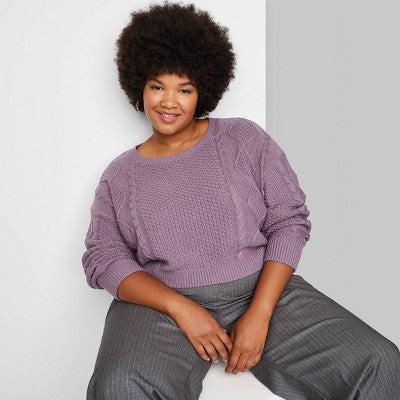  Women's Cropped Cable Pullover - Wild Fable™