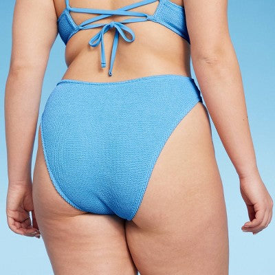  Women's Pucker V-Front High Waist Extra High Leg Cheeky Bikini Bottom - Wild Fable™