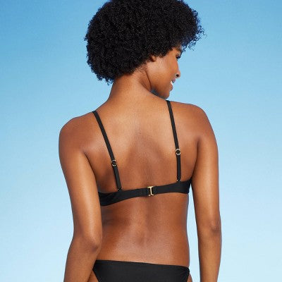  Women's Low Coverage Mini Bralette Bikini Top - Wild Fable™ Black