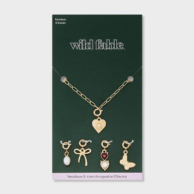  Build Your Own Heart And Butterfly Charm Necklace - Wild Fable™ Gold