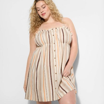  Women's Button-Front Mini A-Line Dress - Wild Fable™