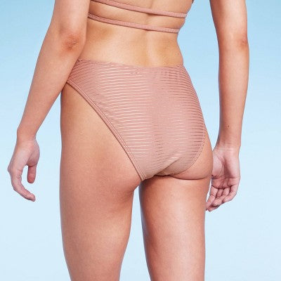  Women's High Leg Cheeky Bikini Bottom - Wild Fable™ Brown Lurex