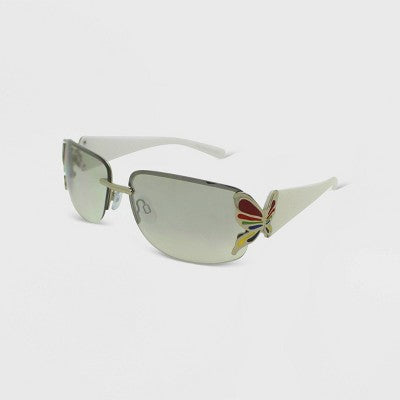  Women's Rimless Butterfly Wrap Sunglasses - Wild Fable™ White