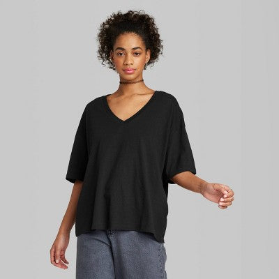  Women's Short Sleeve Relaxed Fit V-Neck T-Shirt - Wild Fable™