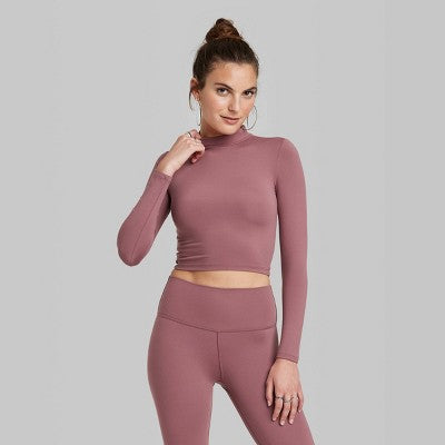  Women's Long Sleeve Mock Neck T-Shirt - Wild Fable™