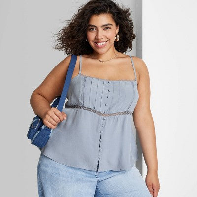  Women's Lace Trim Babydoll Cami - Wild Fable™