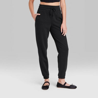  Women's High-Rise Tapered Joggers - Wild Fable™ Black